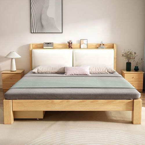 实木床双人床现家代简约1.m5JCI米床用主卧1.8储租屋用1米单人床