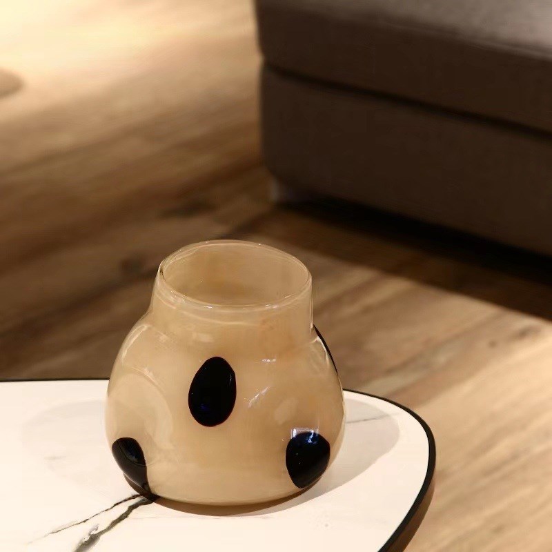 落地玻璃花瓶大号复古条s纹现代简约客厅样板房家居软装摆件插花