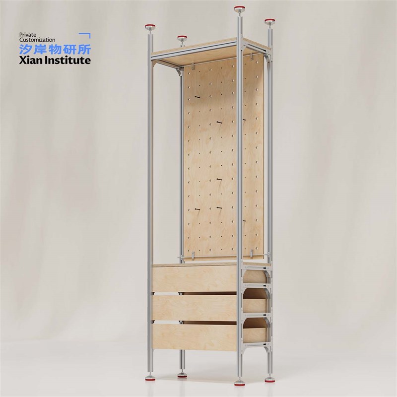 工业风置物c柜落地收纳柜桦木海洋板铝挤型材料实体门店展示柜吧