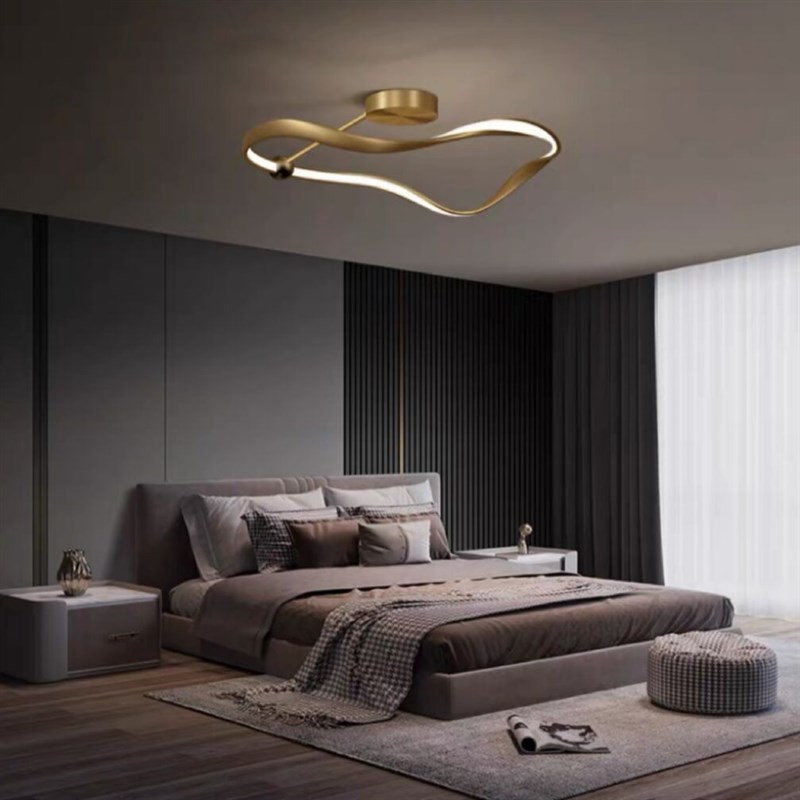 现代轻奢全铜个性卧室吸顶灯具y北欧简约创意书房阳台玄关餐厅灯