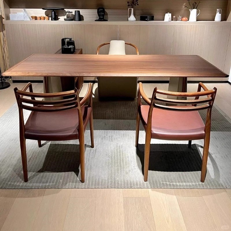 新中式黑胡桃木现j代简约茶桌椅组合新款轻奢高端泡茶台定制书桌