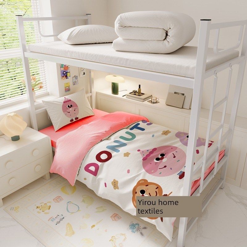 ins卡通汉堡学生宿舍三件套,亲肤柔软大学生单人床0.9米双层床