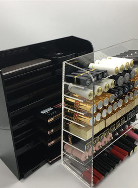 促销新款黑色亚克力大容量口红眼影唇彩唇L釉粉饼化妆品桌面收纳
