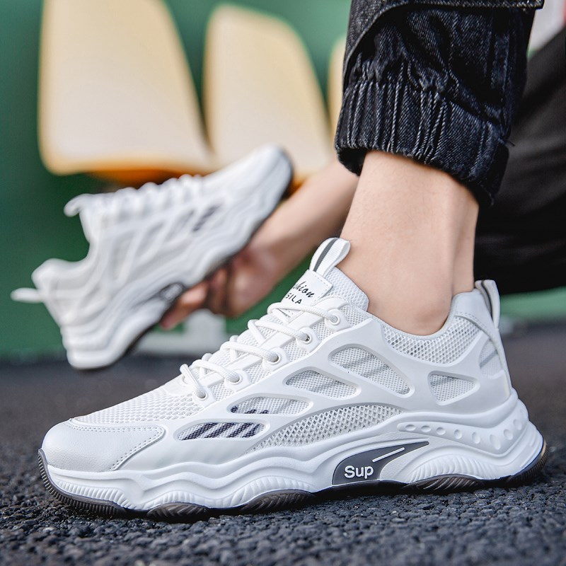 男鞋子夏季透气运动鞋男款网面小白鞋学生白色休闲跑步鞋防臭网鞋