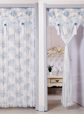 新款定做门帘布艺防蚊门r帘蕾丝卧室门帘双层隔断长门帘挂帘 包邮