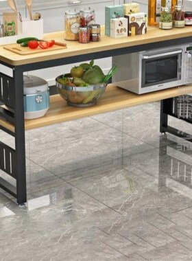 长方形多功能多层切n菜置物桌厨房收纳微波炉储物架置物架落地@桌