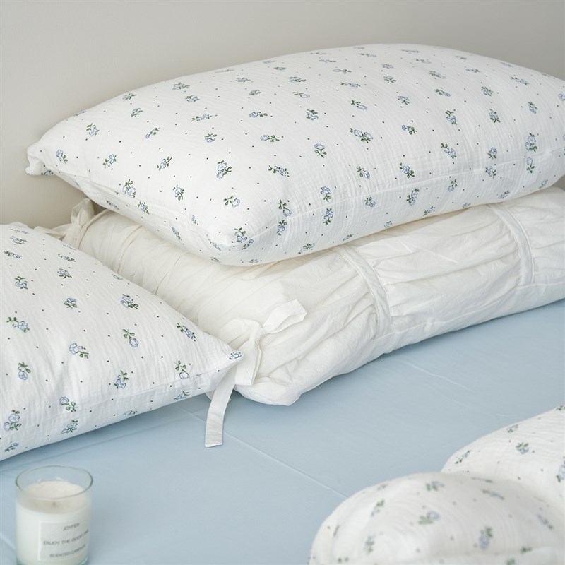 六月雨白A类纯棉全棉双层皱皱纱裸睡亲肤清新床单被套床上四件套