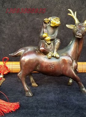 热卖纯铜鹿摆件金属工艺品一路封侯动物雕塑居家客厅铜器装饰