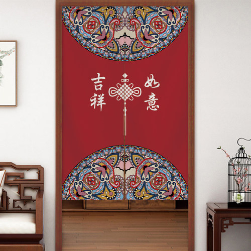 中式门帘红色福字门对门遮挡布帘卧室卫生间装饰半帘家用隔断挂帘