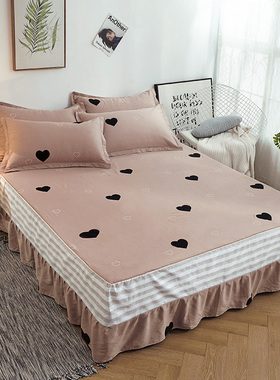 麦雅床裙单件床罩床裙式床套罩夏季全棉床围全棉公主花边床单