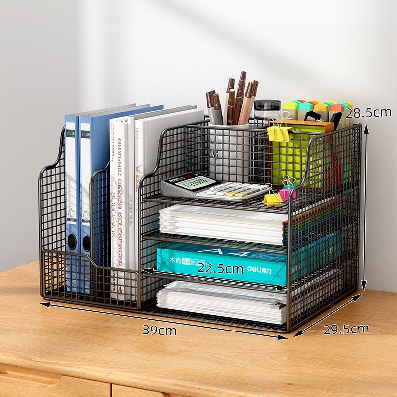 办公桌收纳置物i架文件收纳盒办公用品文件架桌面书架多层大容量