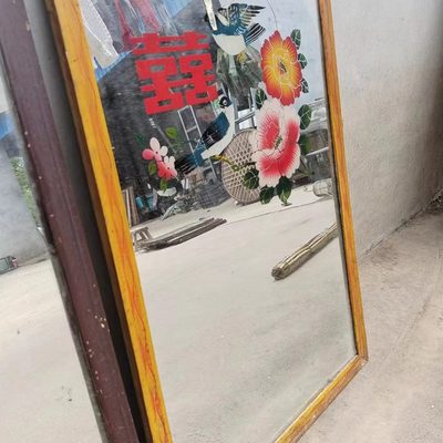 客厅民宿梳妆镜摆件怀旧老物件镜挂复古装饰七八十年代道具穿衣镜