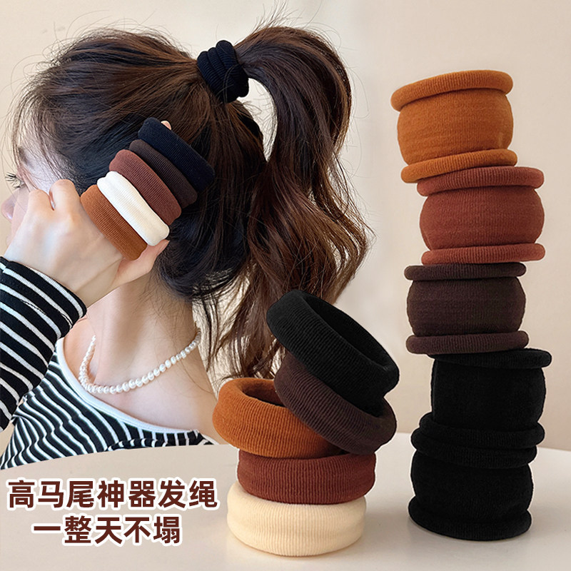 5根装~加粗高弹力不伤发圈头绳女2023K新款橡皮筋女扎头复古皮套