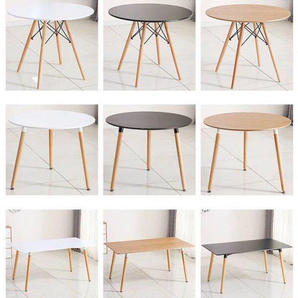 北欧餐桌椅组合家用小户型现代简约白色实木饭桌子伊姆斯洽谈桌椅