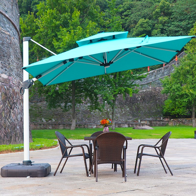 3*4米加粗款太阳能p灯条伞户外遮阳伞庭院伞民宿酒店遮阳伞大伞