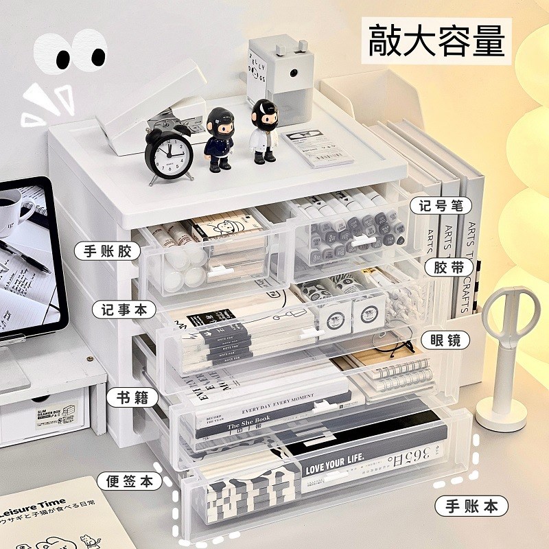 办公室桌面文具收纳盒笔筒置物架多层抽屉式透明盒子X学生书桌宿