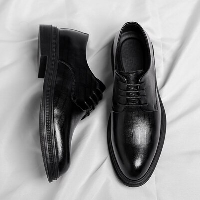 皮鞋男款商务正装软底透气防臭内增高年轻人结婚英伦风尖头高级感