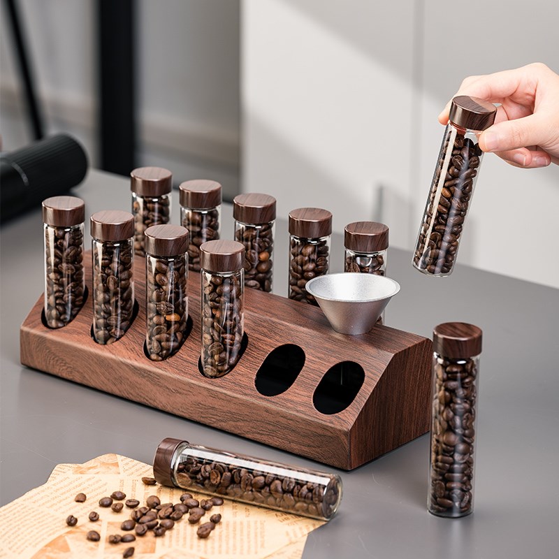 咖啡豆分装试管玻璃茶叶展示架单管收纳架保存咖啡店密封罐闻香瓶