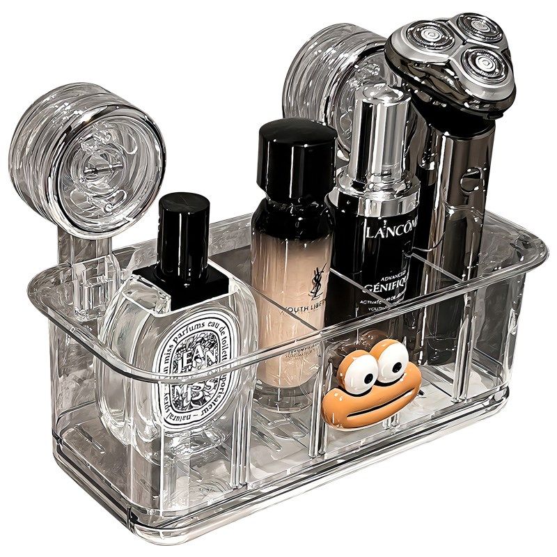 吸盘浴室置物架卫生间架子洗漱台化妆品壁挂式浴室牙刷沥水收纳盒