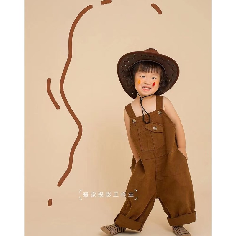 儿童摄影服装牛仔背带裤可爱男女宝宝拍照服装影楼艺术照拍摄道具