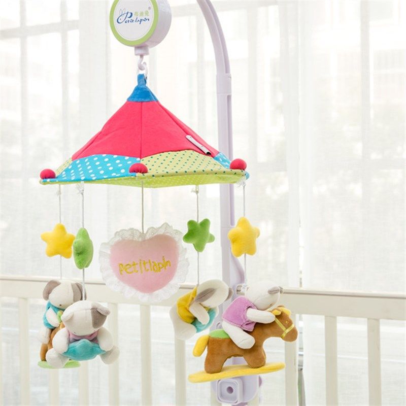 床铃婴儿布艺音乐旋转电动风铃宝宝毛绒床挂0-1岁床头铃初生玩具