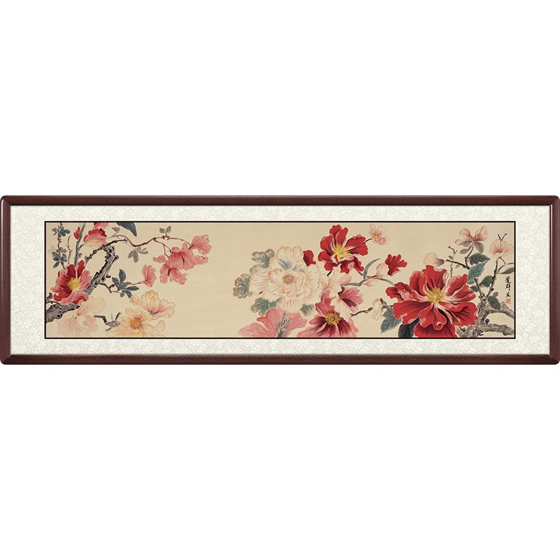 纯手绘牡丹花国画挂画花开富贵卧室客厅床头装饰工笔挂画繁花似锦图片