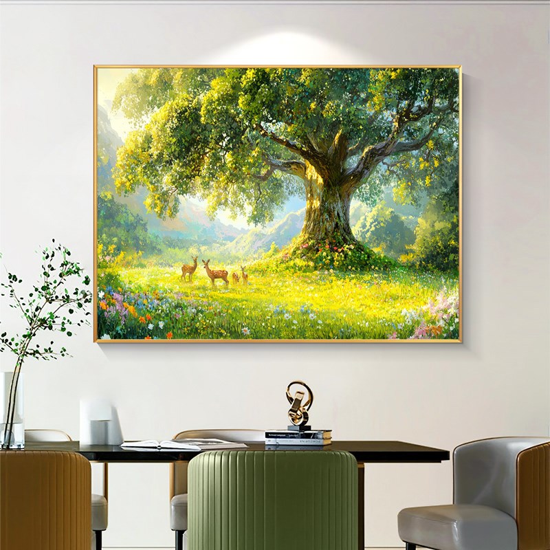 现代简约大树风景玄关装饰画客厅沙发背景墙挂画餐厅卧室床头壁画图片