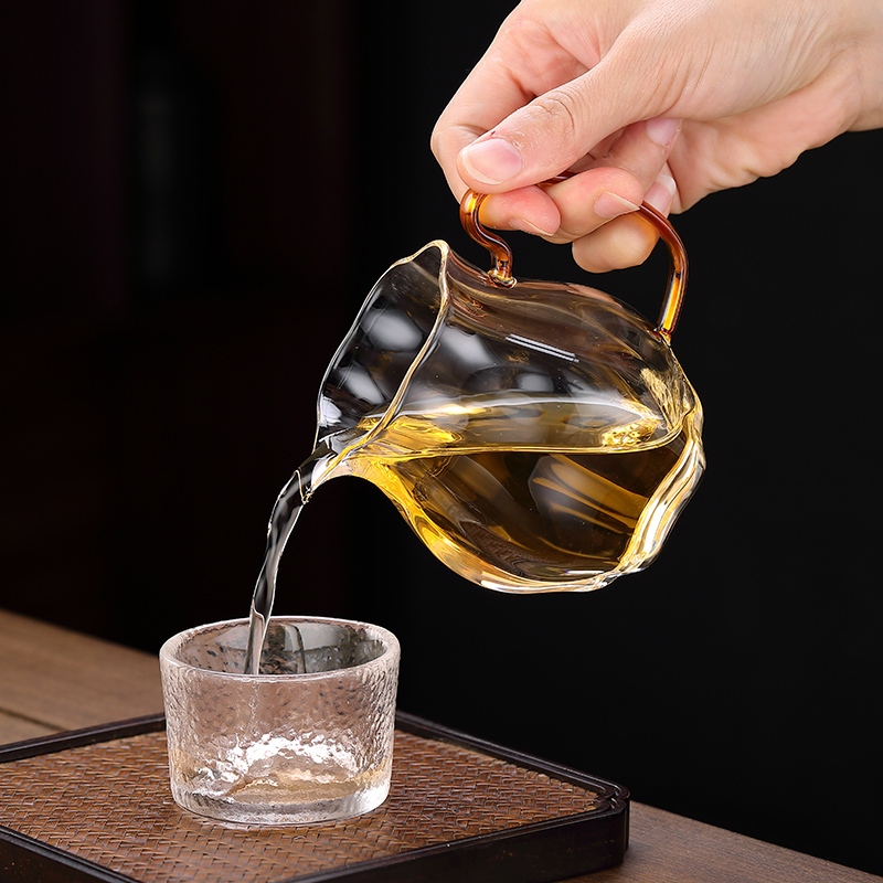 耐热玻璃公道杯泡茶杯带把手防烫带茶漏套装分茶器茶海茶水杯