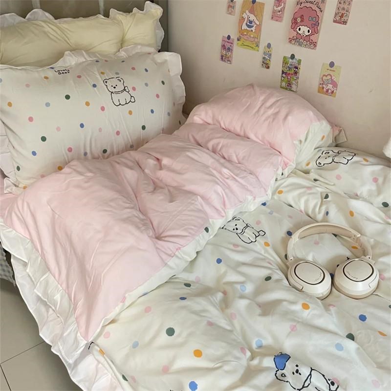 学生宿舍床上三件套女生少女心床单被套枕套a类水洗棉床上用品