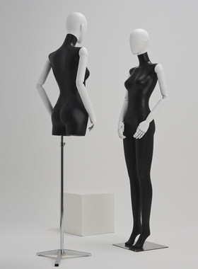 服装店女平肩模特展示架全身黑色A电镀金银坐模假人偶橱窗陈列道