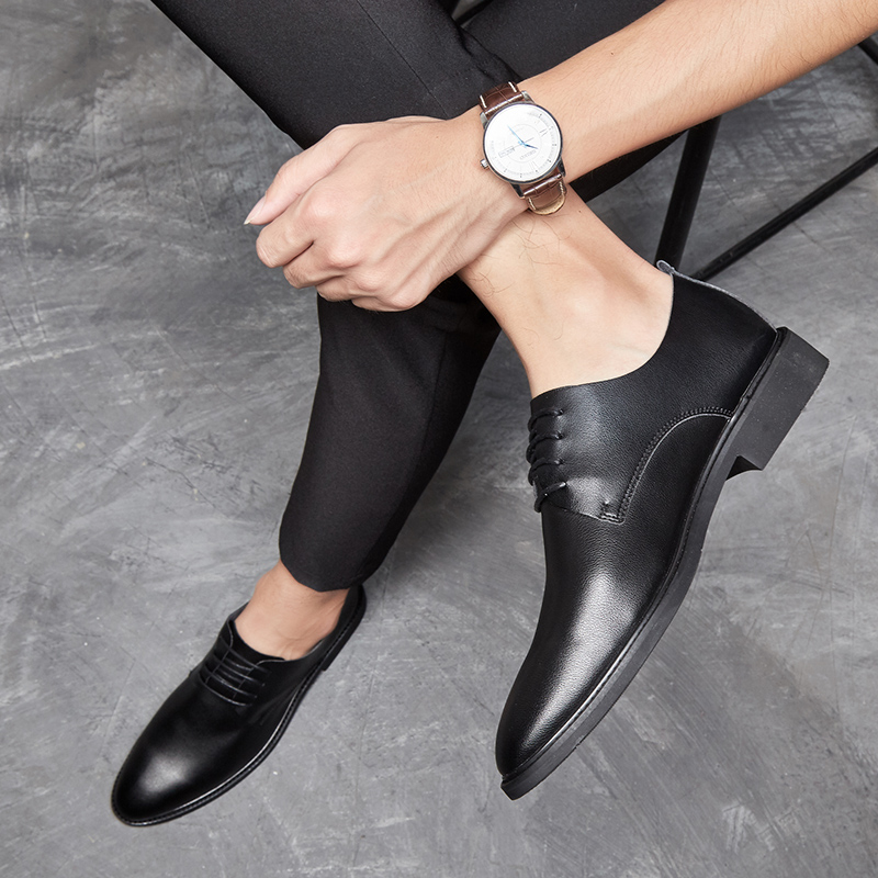 休闲皮鞋男生皮鞋潮流韩版青年商务正装软面皮软底夏季工作男皮鞋