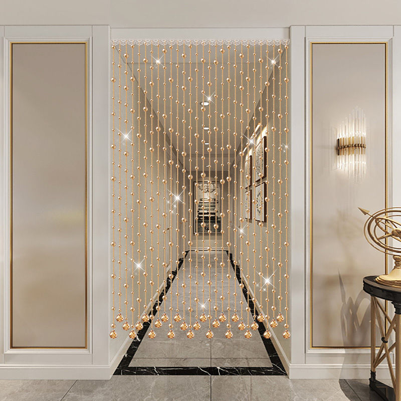 水晶珠帘门帘欧式隔断帘家用奢华过道卧室婚房客厅装饰挂帘免打孔