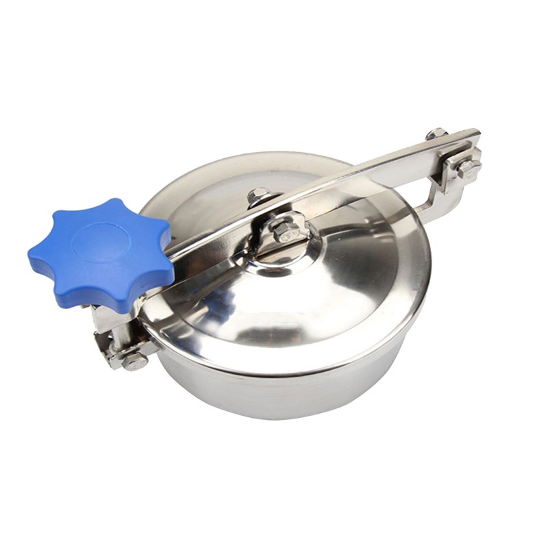 304不锈钢人孔盖卫生级快开单杆压条配件酒罐圆形翻边手孔人孔门