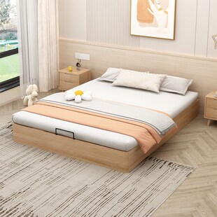 无床头床架子榻榻米排骨架床全实木现代无靠背床小户型原木床民宿