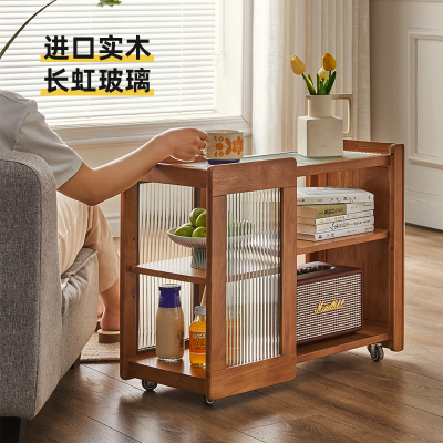 实木边几可移动带轮小推车客厅家用小户型阳台角几迷你沙发小茶几