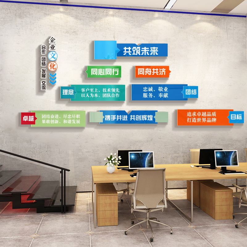 公司背景企业文化会议办公室墙面装饰激励志文字标语贴纸布置壁画