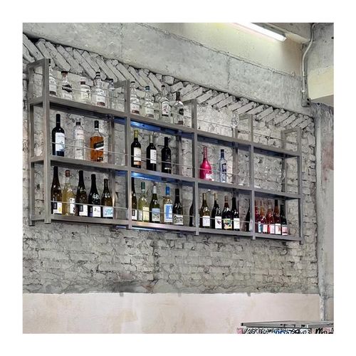 吧台挂墙式红酒架置物架饭厅壁挂酒柜酒吧悬挂式铁艺酒架展示架子