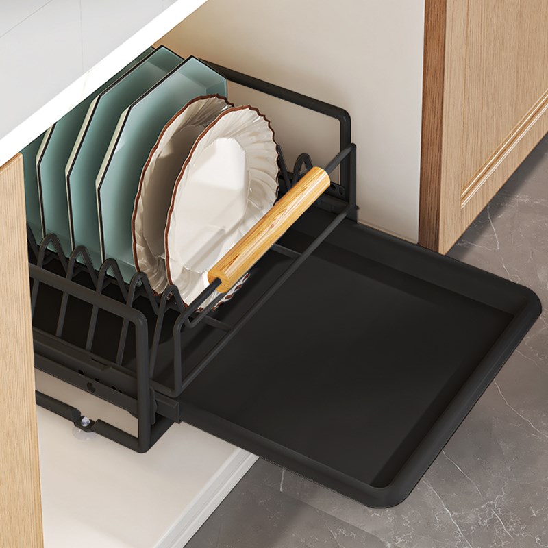 碗碟收纳架橱柜抽拉碗架拉篮抽屉式厨房置物架碗盘盘子沥水收纳架