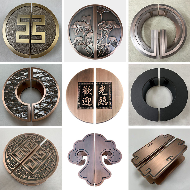 半圆拉手中式半圆大门把手仿古铜玻璃门把手拉手木门半圆定制现货