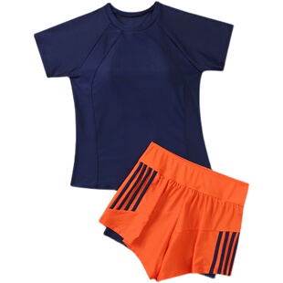 大码 泳衣女微胖分体保守学生两件套遮肚显瘦游泳衣运动泡温泉泳装