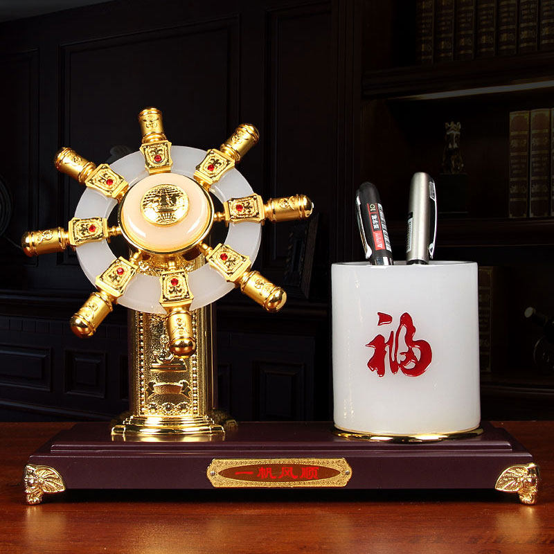 金玉满舵办公室笔筒摆件高档商务礼品书房桌面装饰开业送礼可定制,家居饰品,桌面摆件,淘宝优惠券,粉丝福利购,淘宝优惠卷
