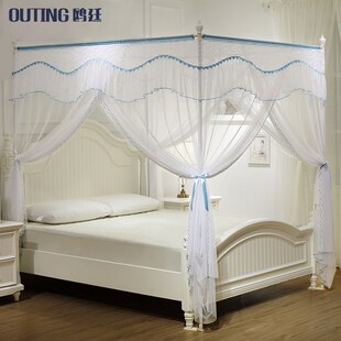 宫廷落地三开门蚊帐k支架1.5米2米1.8m1.5m床家用简约1.2米纹账