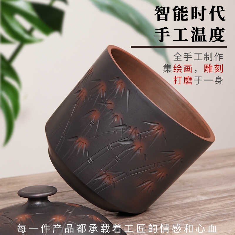 云南建水紫陶米缸陶瓷带盖面缸密封米桶防虫防潮密封罐家用储米箱