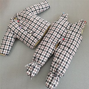 宝宝手工棉衣婴幼儿童秋冬加厚棉服新生儿纯棉P花包脚棉袄棉裤套