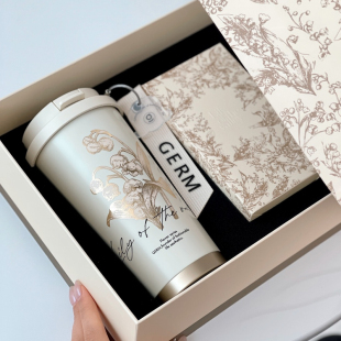 GERM铃兰吸管保温杯316吸管咖啡杯女生K士高颜值随行不锈钢水杯子