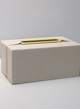 美式皮革纸巾盒摆件样板房售楼部卧室厨房客厅桌面玄关软装饰品