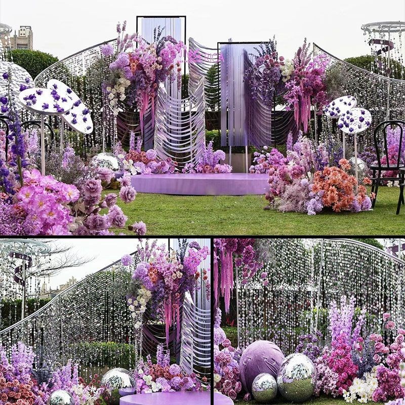 婚庆道具亮片串金银色背景架珠帘挂帘珠光串门帘婚礼舞台吊顶装饰