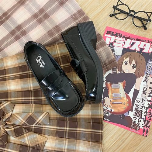 现货新款欧川高jk制服鞋擦色日系学院风小皮鞋中低跟芝士芒芒物语