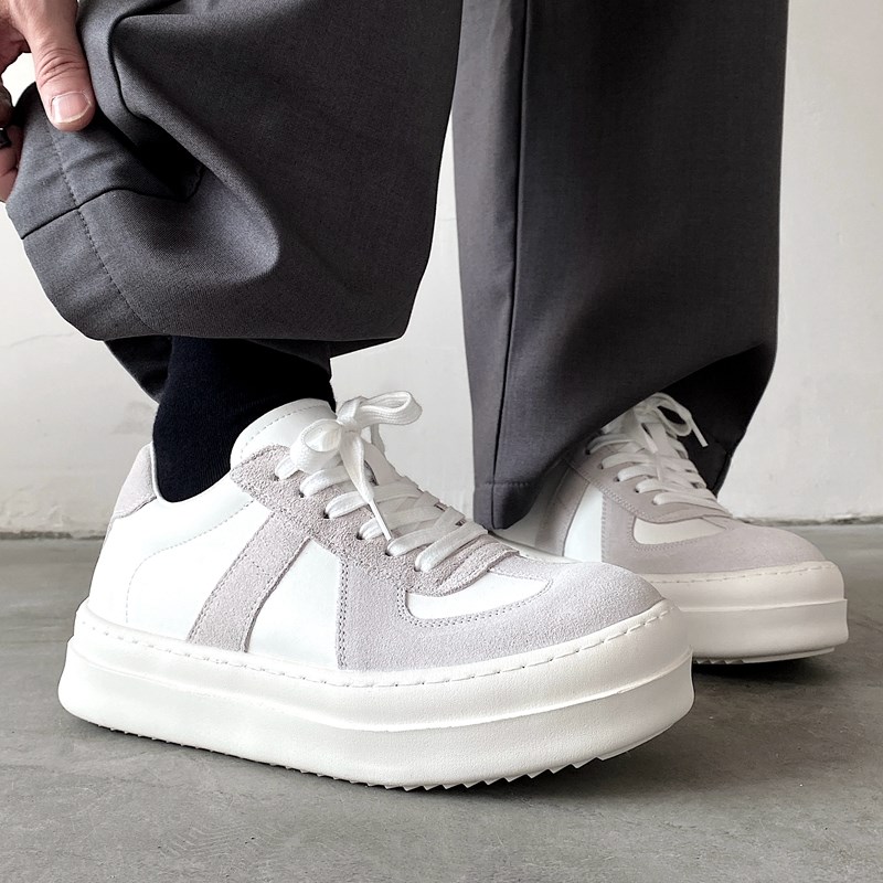 手工缝线德训鞋男2025新款春夏低帮休闲运动鞋子透气百搭厚底板鞋