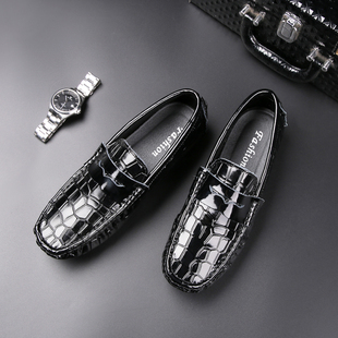 男韩版 春季 黑色亮面豆豆鞋 防臭商务休闲皮鞋 潮流软底 2020新款